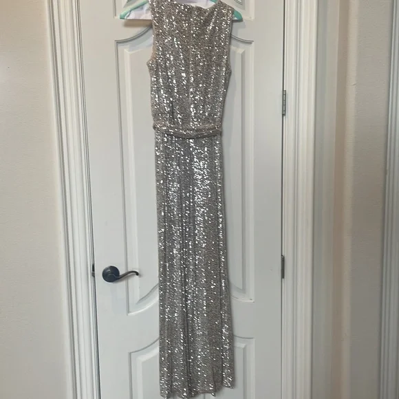 Vince Camuto Silver Sequin Jumpsuit - Picture 4 of 7